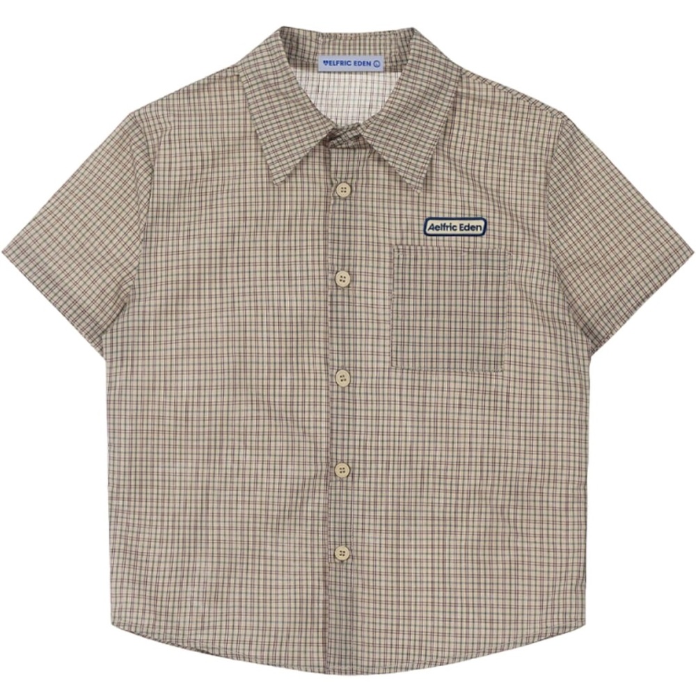 Aelfric Eden Mens Tan Plaid Button-Down Shirt